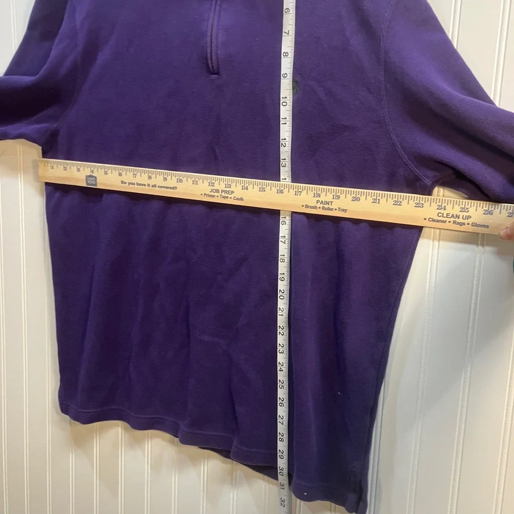 Polo‎ Ralph Lauren Mens XL Purple Cotton Quarter Zip Pullover Sweater Green Logo